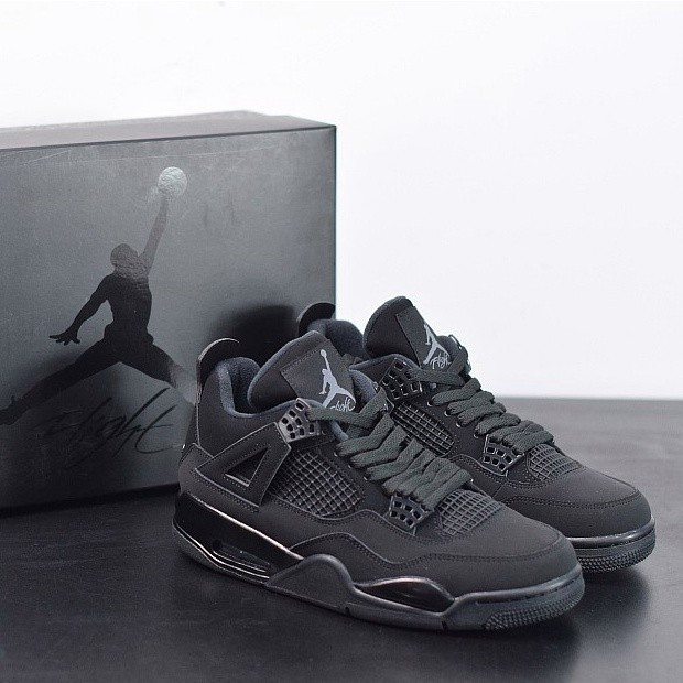 Tennis Air Jordan 4 aj4 "Black Cat" รองเท้าบาสเก็ตบอลกราฟิกแสงสีดํา zs2w