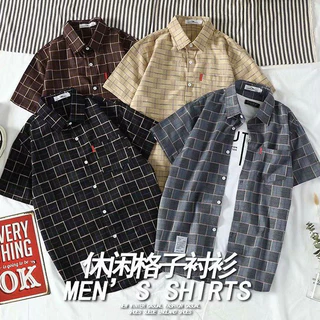 เสื้อดำคอปก เสื้อเชิ้ตแขนสั้นคอกลมแขนสั้นผ้าใยสังเคราะห์ผู้ชาย 4 สี M-3XL เทศกาลสงกรานต์