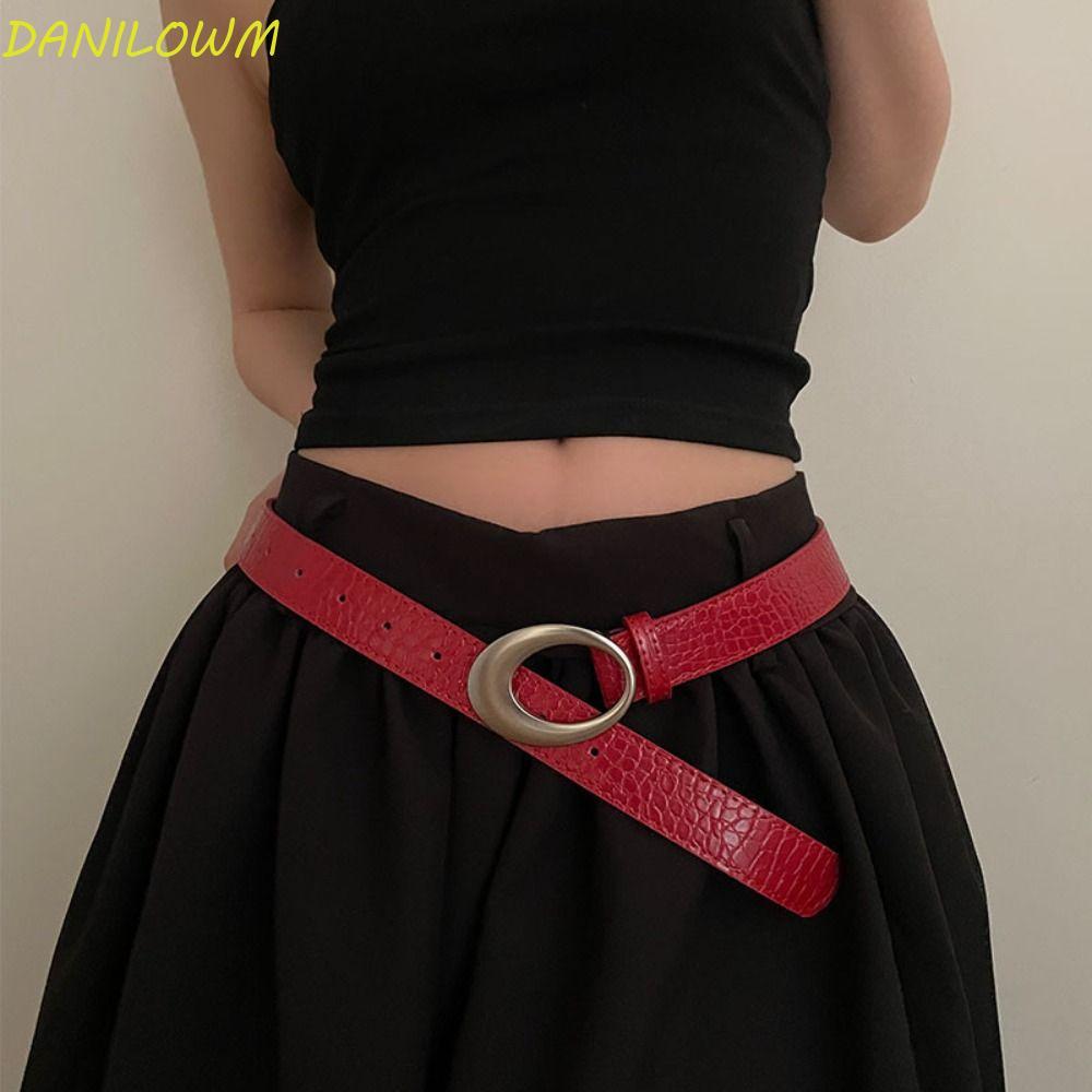 DANILOWM หนัง Pu เข็มขัด, Harajuku สไตล์เกาหลี Retro Y2k เข็มขัด, แฟชั่นกระชับสัดส่วนโลหะหัวเข็มขัดเข็มขัดกางเกงยีนส์เข็มขัดเสื้อผ้าอุปกรณ์เสริม