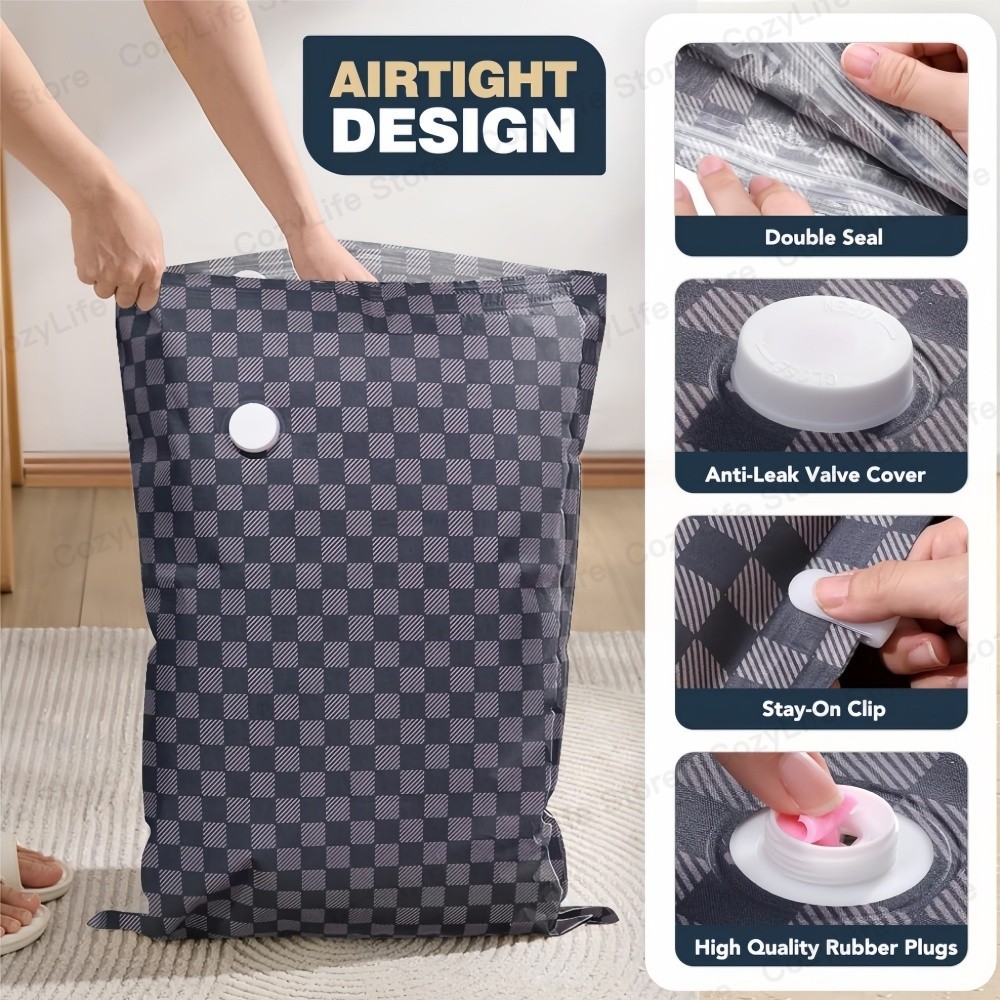 3แพ็คผ้าถุงเก็บสูญญากาศ,กระเป๋าเดินทาง สิ่งจําเป็นสําหรับการเดินทางเสื้อผ้าออแกไนเซอร์ถุงบรรจุภัณฑ์อุปกรณ์ปฏิบัติบีบอัดก้อนบรรจุ - รูปที่ 4