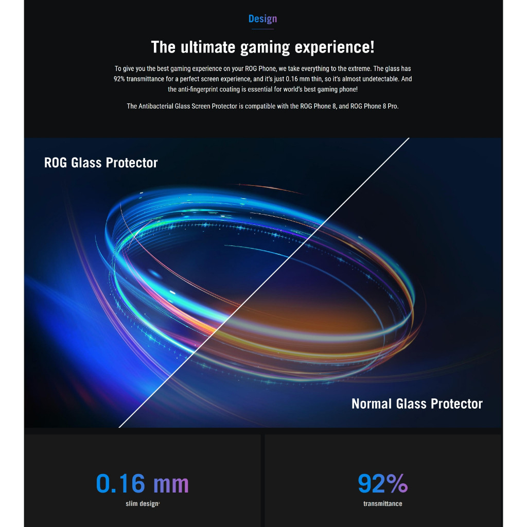สำหรับ ASUS ROG Phone 8 Pro / ROG Phone 8 - ASUS ROG ฟิล์มกันรอยกระจกกันแบคทีเรีย - รูปที่ 6