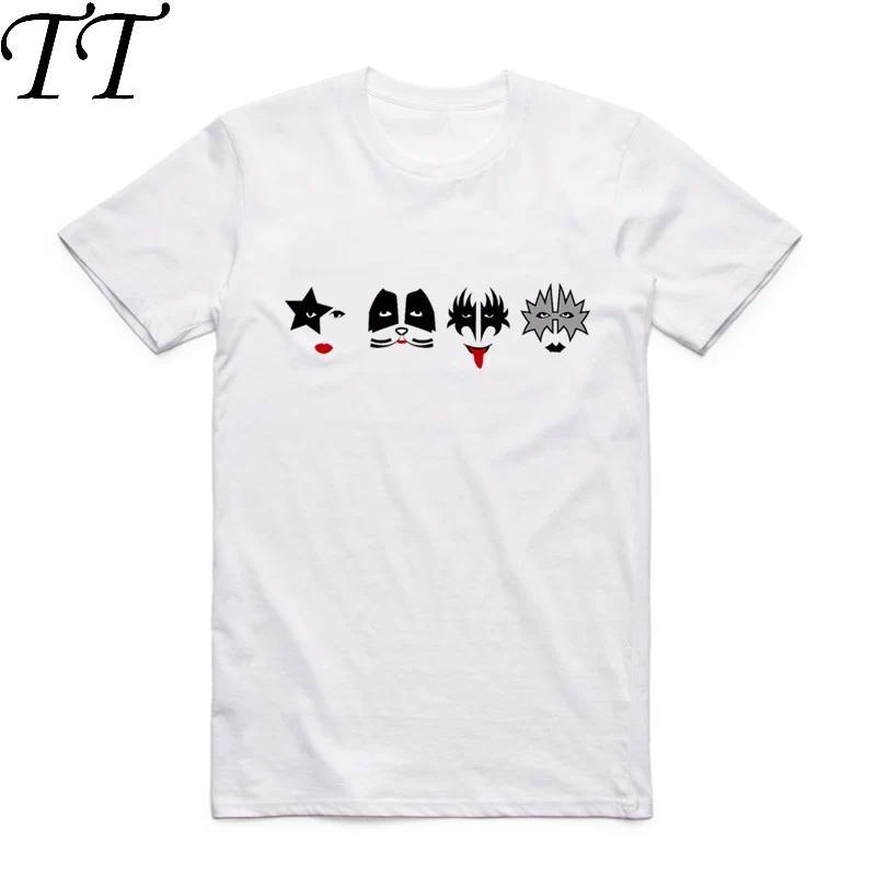 ขนาดเอเชียผู้ชายผู้หญิงพิมพ์จูบแฟชั่นเสื้อยืดลำลองO-คอแขนสั้นเฮฟวีเมทัลวงร็อคเสื้อยืดHCP41