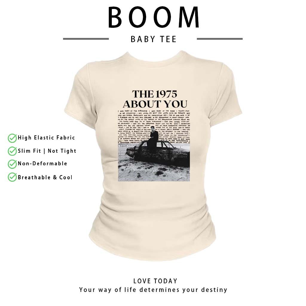 COD（จัดส่งภายใน 24 ชั่วโมง）เสื้อสาวอวบ เสื้อครอปท็อป แขนสั้น babytee สไตล์เกาหลี y2k T-shirt | the 1975 about you