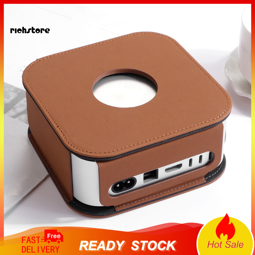 <richstore> หนังเทียม Mini 4 เคส Mini 4 ฝาครอบป้องกันซองหนัง Faux สําหรับ Mac Mini 4 – กันฝุ่นแขนป้อ