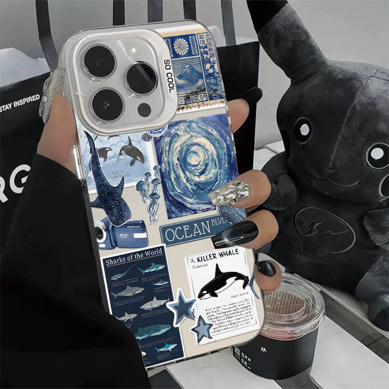 ดาววาฬ For iPhone เคสไอโฟน 13 14 11 Pro 16 Pro Max 15 14 PRO 11 MAX X XS MAX XR 7/8PLUS 15 16 Plus 12