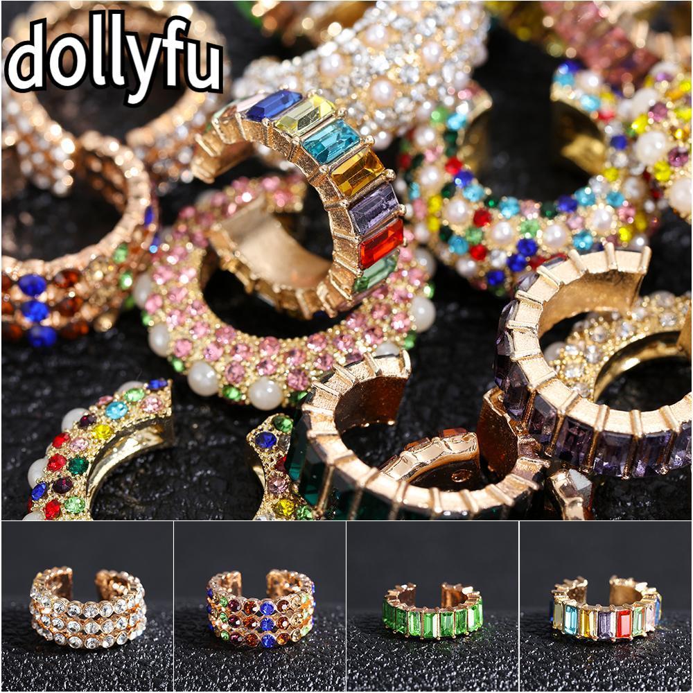 DOLLYFU Cubic Zirconia Ear Cuff แฟชั่นเครื่องประดับคริส탈 สำหรับสวมใส่งานพาร์ตี้และโอกาสพิเศษ