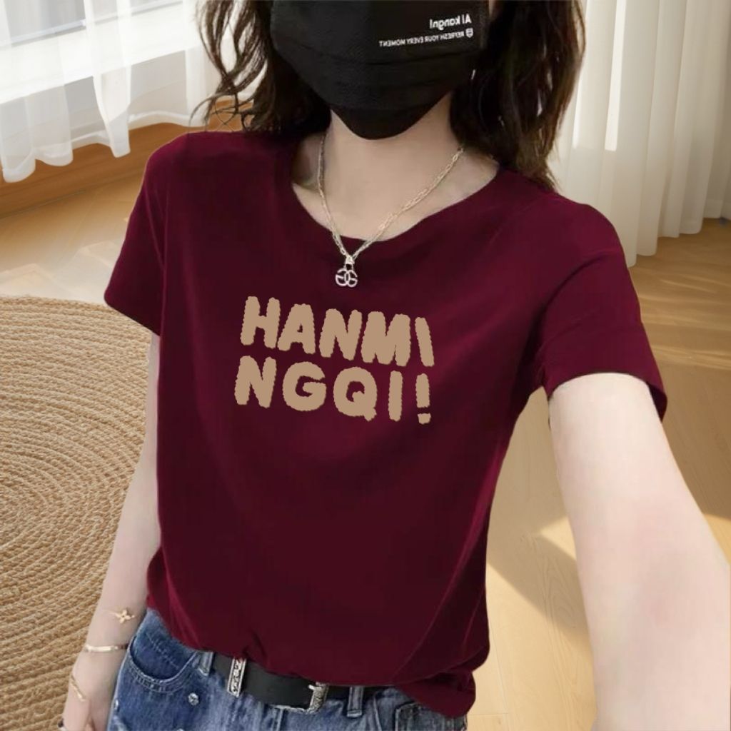 ปลาค็อด ปลาค็อด 2026100ผ้าฝ้ายแท้รอบคอแขนสั้นเสื้อยืดผู้หญิงฤดูร้อน 2025 สไตล์ใหม่หลวม All-Match แฟช