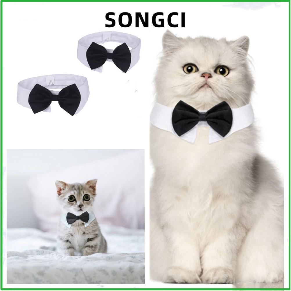 SONGCI Cat Tuxedo Collar วันเกิดแมวลูกแมวงานแต่งงานสัตว์เลี้ยงอย่างเป็นทางการ Tuxedo