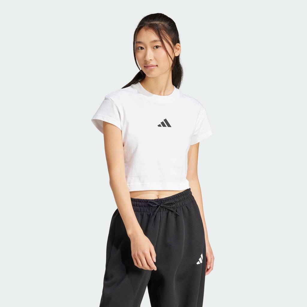 adidas Lifestyle Future Icons Small Logo Baby Tee Women White JE4001