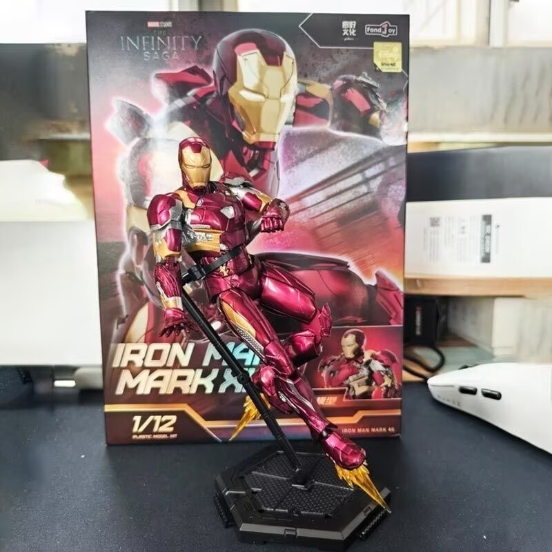 Original FondJoy Iron Man 1/12 MK46 Tony Stark Action Figure ประกอบของเล่นเดสก์ท็อปตกแต่งของขวัญวันเกิด
