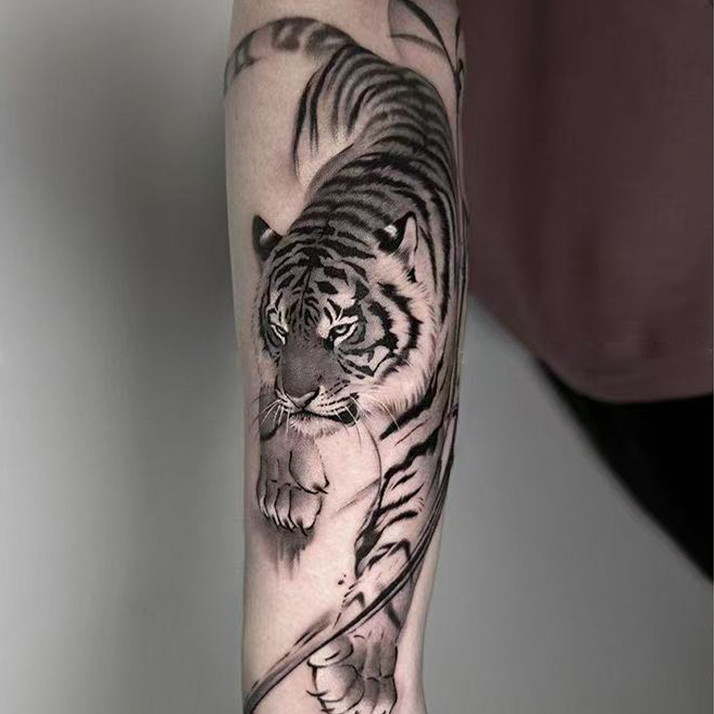 Popular~Popular Y2K Minimalist and Unique Dark Style Fierce and Domineering Bamboo Forest Tiger Tatt