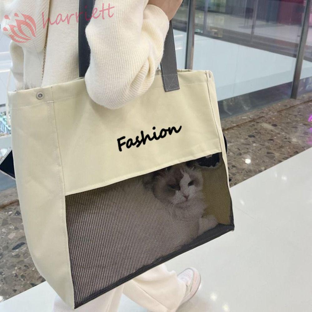 HARRIETT Canvas Cat Carrier Bag, Soft Portable Pet Mesh Carrier Bag, Puppy Carrier Accessories Breat