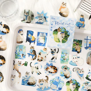 Journamm 60 ชิ้น/กล่องแมวน่ารักสติกเกอร์สําหรับ Scrapbooking Junk Journaling Planners กระเป๋าเดินทางไดอารี่โน้ตบุ๊คอัลบั้ม