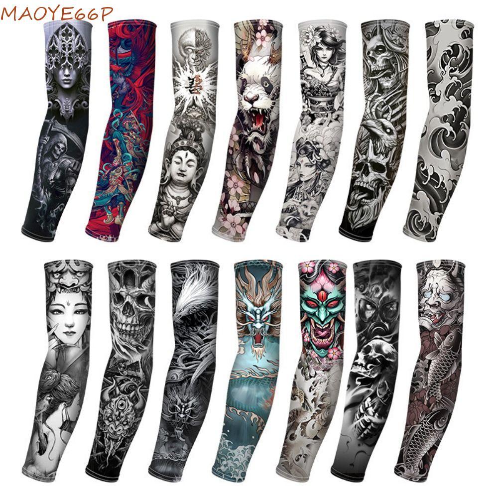 MAOYE66P ผู้ชายครีมกันแดดแขนลายแขนดอกไม้