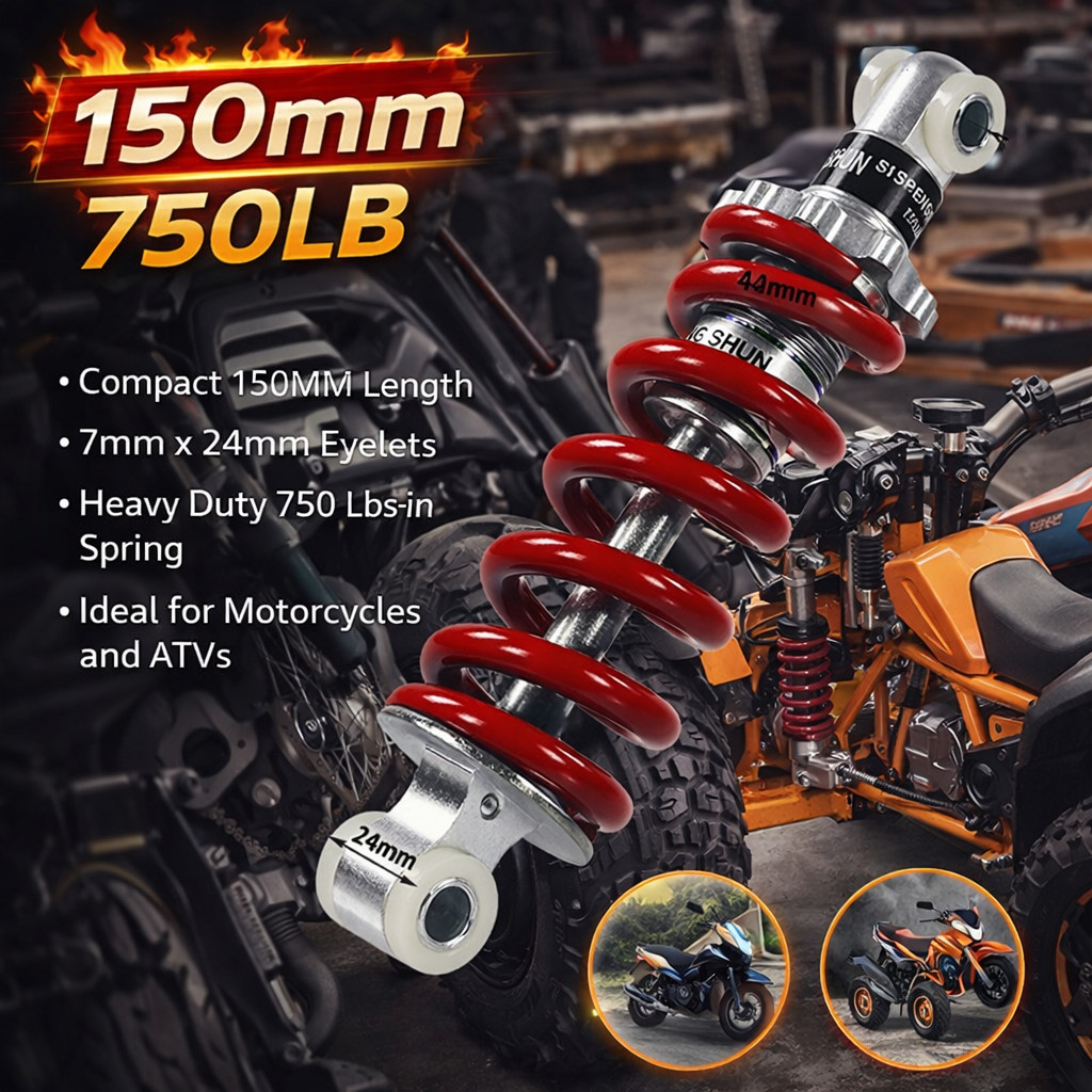 โช็คอัพสปริงสำหรับ ATV ขนาดเล็ก 47cc 49cc ยาว 150mm รับน้ำหนักได้ 750LB