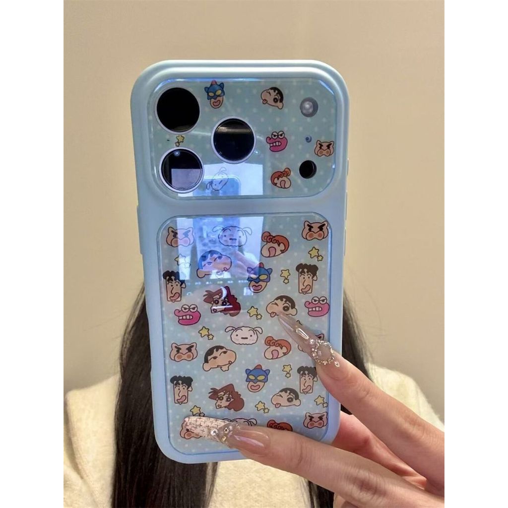 เคสโทรศัพท์หน้าต่างขนาดใหญ่ลายการ์ตูนเครยอนชินจังเหมาะสําหรับiPhone 13 14 15 16 17Promaxกันกระแทกเคสซิลิโคนอ่อนนุ่มมูลค่าสูง