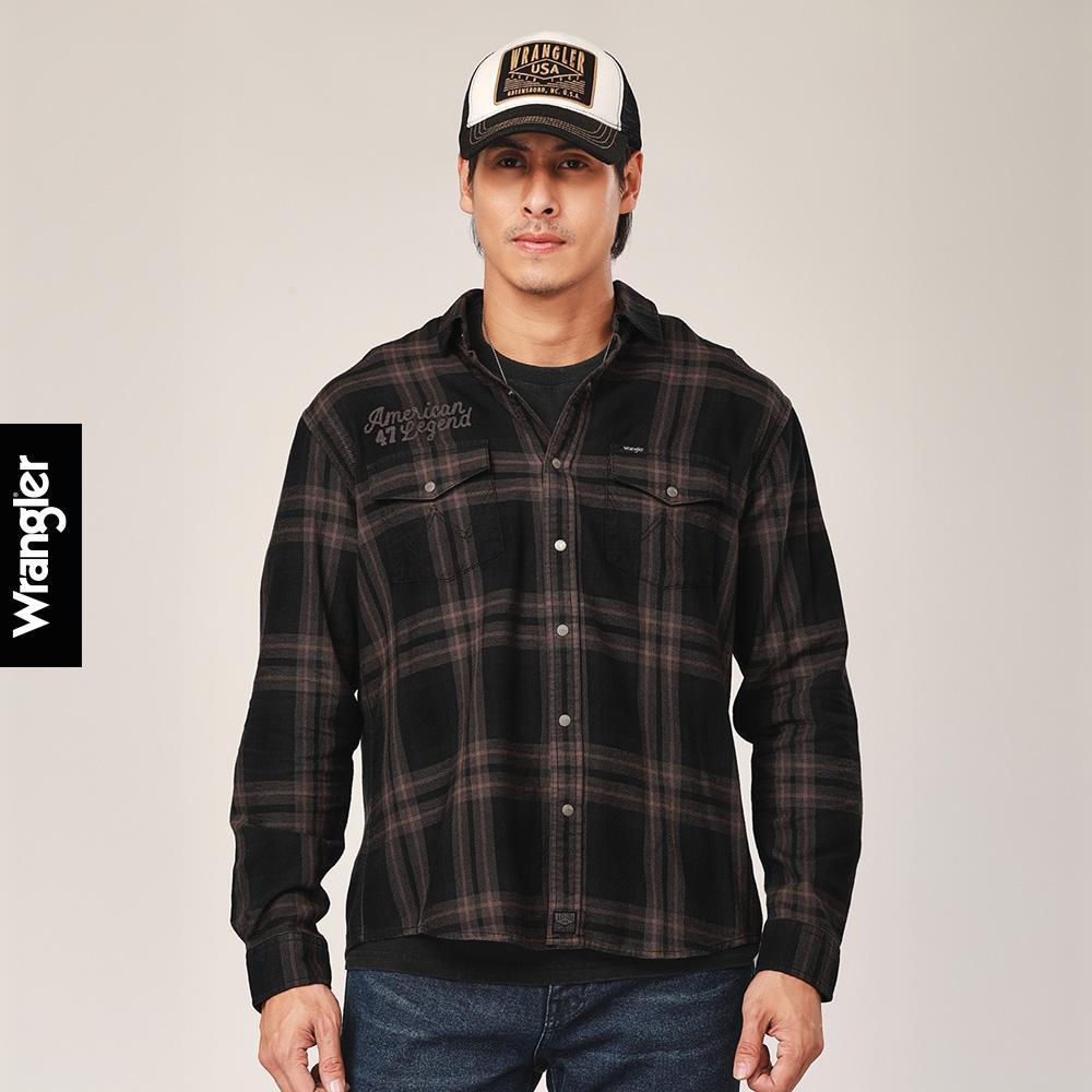 WRANGLER เสื้อเชิ้ตแขนยาวผู้ชาย คอลเลคชั่น Biker Look รุ่น WR F425MSHLN23 สีเทา
