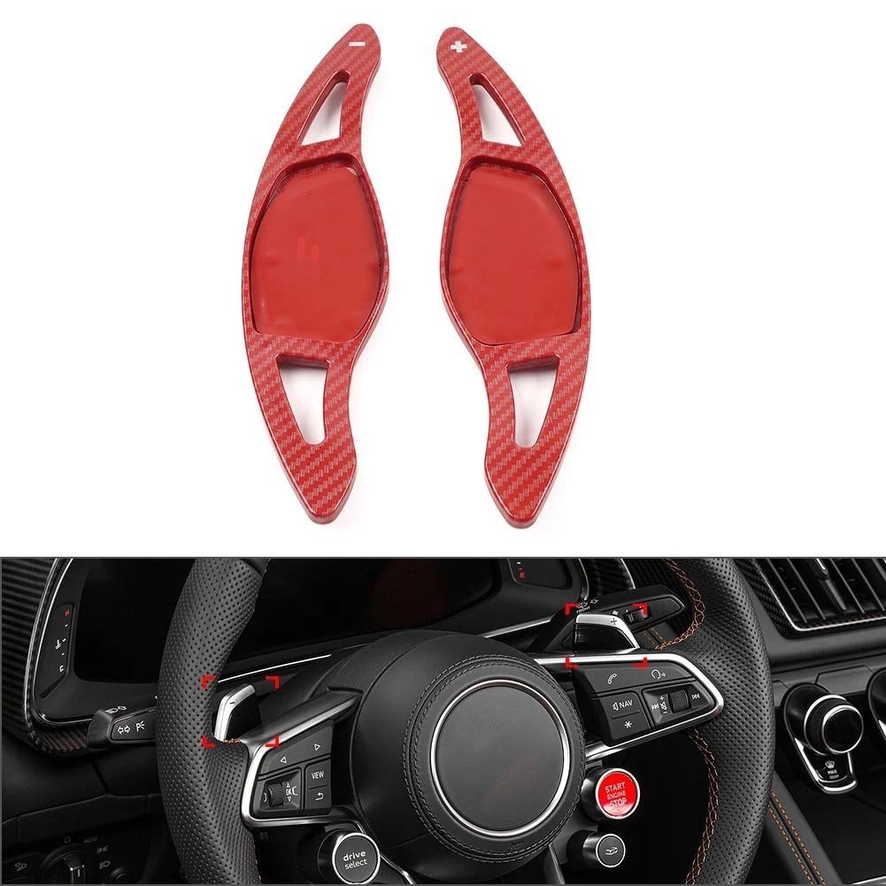 1 คู่สีแดงพวงมาลัยรถ Shift Paddle Extension สําหรับ Audi R8 RS3 RS4 RS5 RS6 RS7 TT RS Q3 Q8