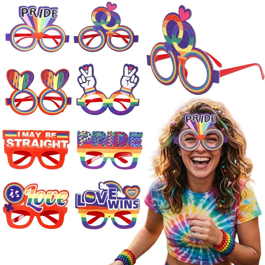 【พร้อมส่งจากไทย】แว่นตาแฟนซีสายรุ้ง Pride Month LGBTQ+ แว่นตาหัวใจแฟชั่น พร็อพปาร์ตี้และเดินพาเหรด