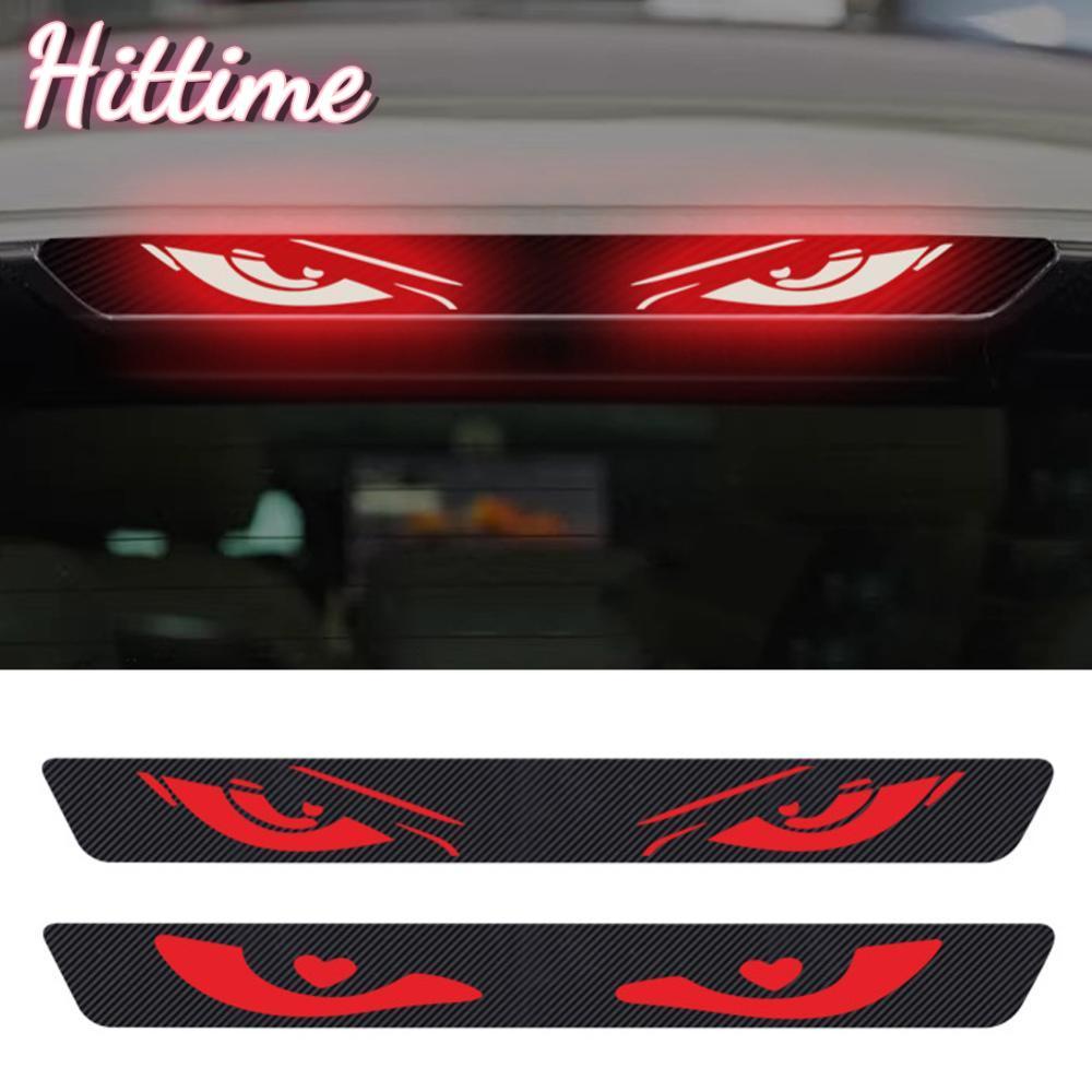 HITTIME ไฟเบรครถสติกเกอร์ไฟท้ายคําเตือนโคมไฟ Protector สติกเกอร์คาร์บอนไฟเบอร์ครอบคลุม Devils Eye สติกเกอร์ Hawkeye สําหรับ Universal ยานพาหนะ T9Z8