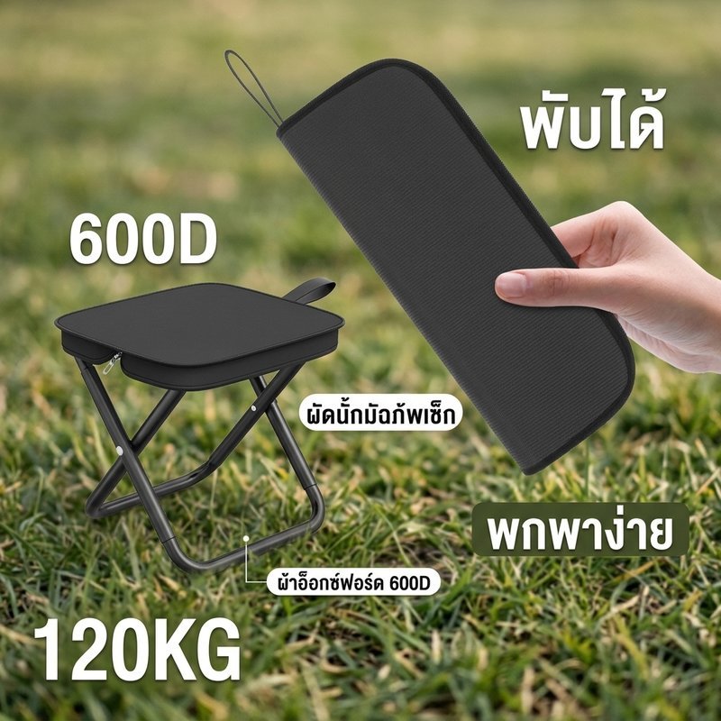 เก้าอี้ปิคนิคพับได้ ออลูมิเนียมอัลลอย อ็อกซ์ฟอร์ด เบา พกพาง่าย พร้อมถุงเก็บ รับน้ำหนัก150กก