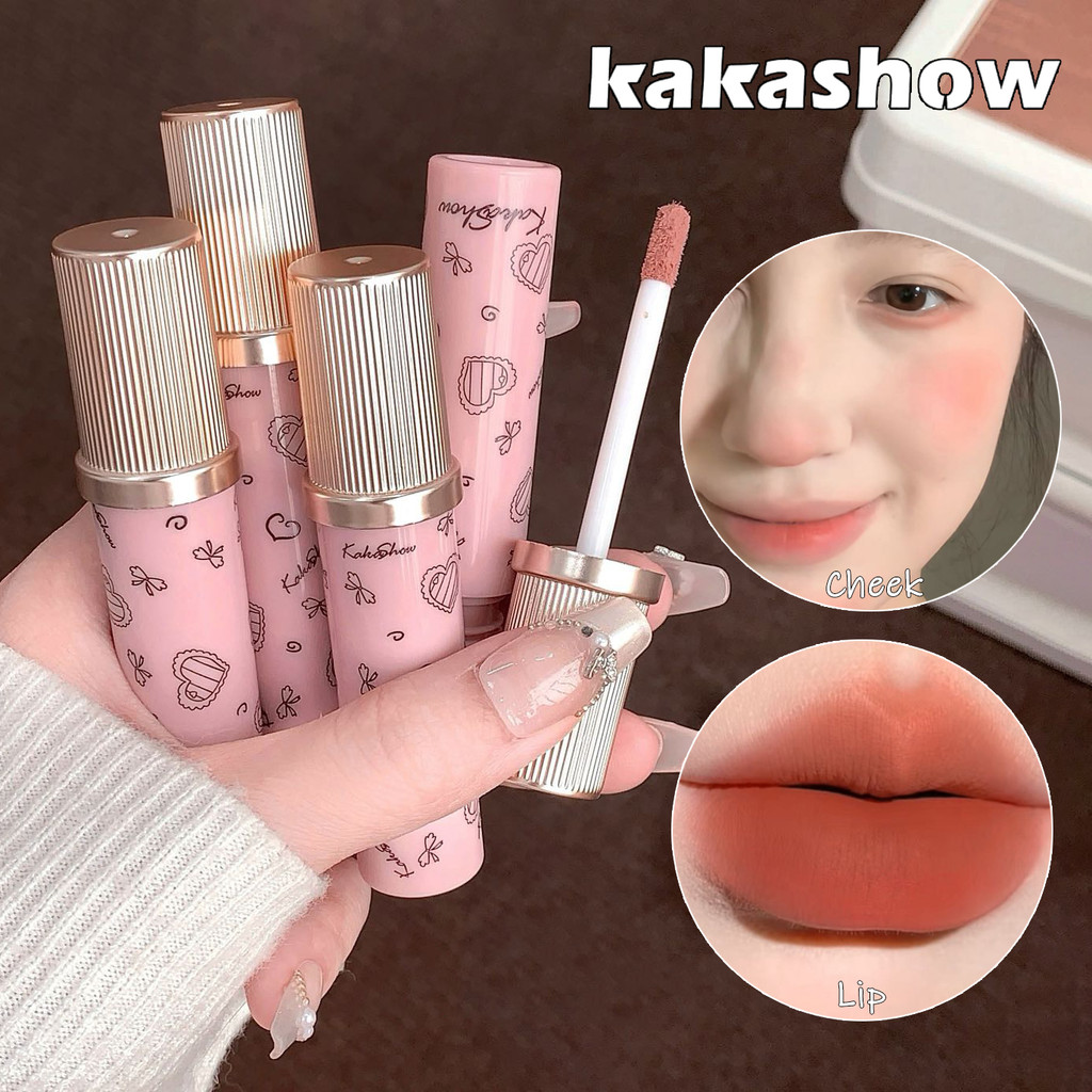 KAKASHOW Lip & Cheek Dual-Use Lip Glaze - Lightweight & Smooth Natural Matte Finish, Long-Lasting & 