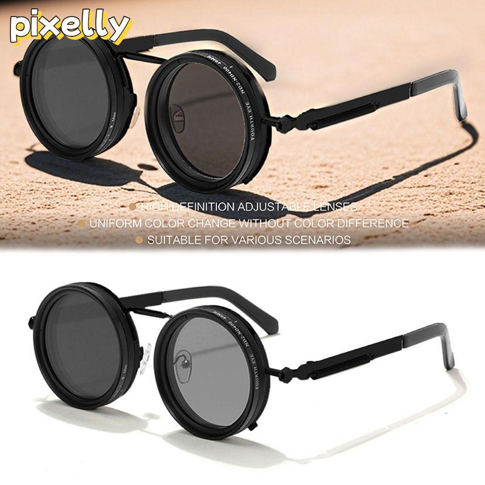 PIXELLY แว่นกันแดดโพลาไรซ์ ปรับความมืดน้ำเงินได้ 9 ระดับ UV400 สำหรับการขับรถ