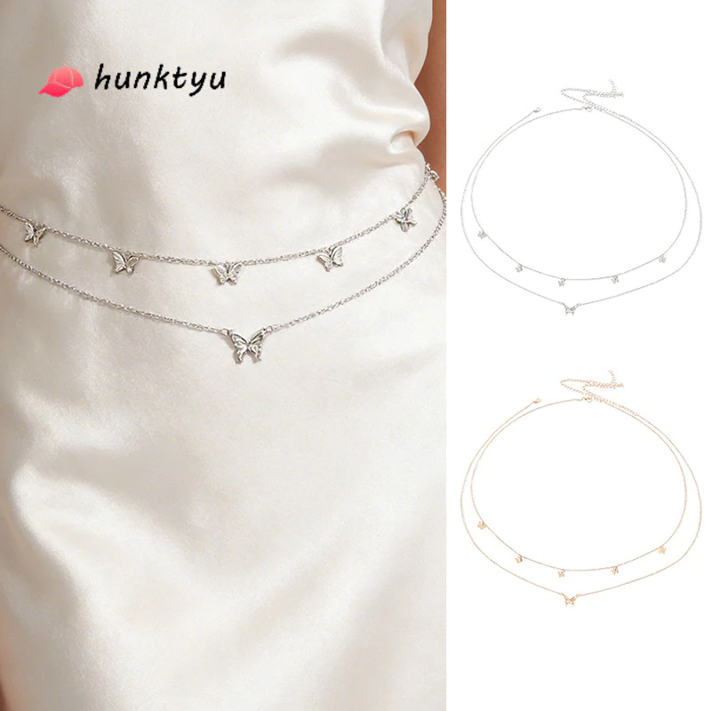 [พร้อมส่ง] สร้อยคาดเอว 2 ชั้น ลายผีเสื้อ โซ่คาดเอวผู้หญิง สไตล์ Y2K เครื่องประดับใส่กับบิกินี่ เรียบหรู เซ็กซี่
