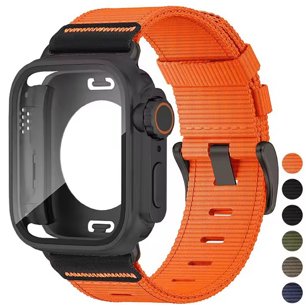 Waterpoor เคสป้องกัน + สายไนลอนสําหรับ Apple Watch 11 10 42/46 มม. 9 8 7 41/45 มม. 6 5 4 SE3 40/44 มม.