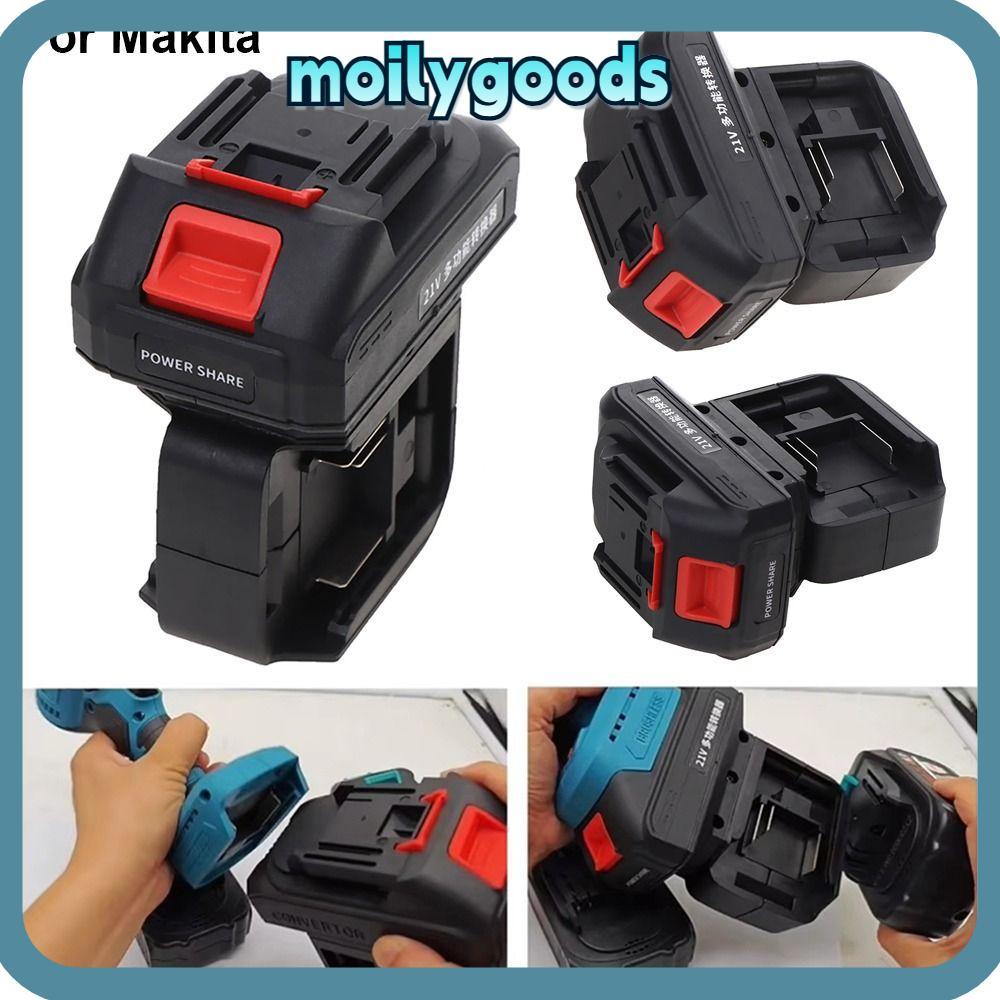 MOILYHD 1 ชิ้นแบตเตอรี่ Converter, One-to-two 2 In 1 18V แบตเตอรี่อะแดปเตอร์, พลาสติกสีดําเครื่องมือ