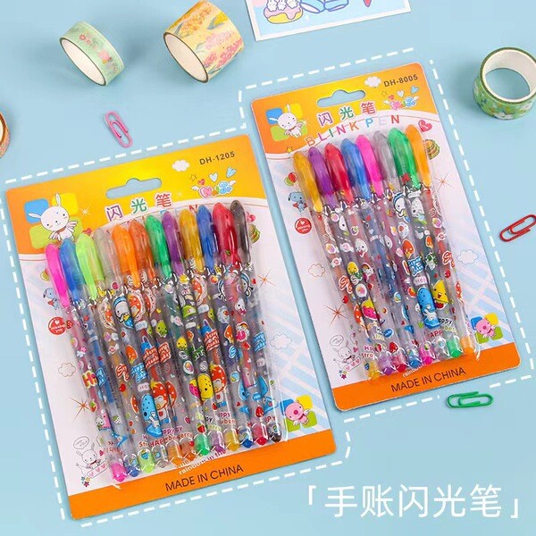 ปากกาเจล 0.5 ปากกาสี Tik Tok Glitter Pen Highlighter Marker Highlighter Color Pen Make Notes Gel Pen