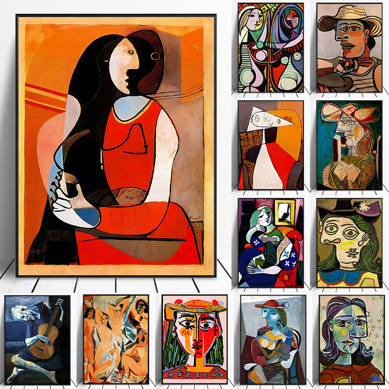 Pablo Picasso งานศิลปะที่มีชื่อเสียงคอลเลกชันโปสเตอร์ผ้าใบภาพวาดบทคัดย่อ Vintage Wall Art สําหรับ Ga