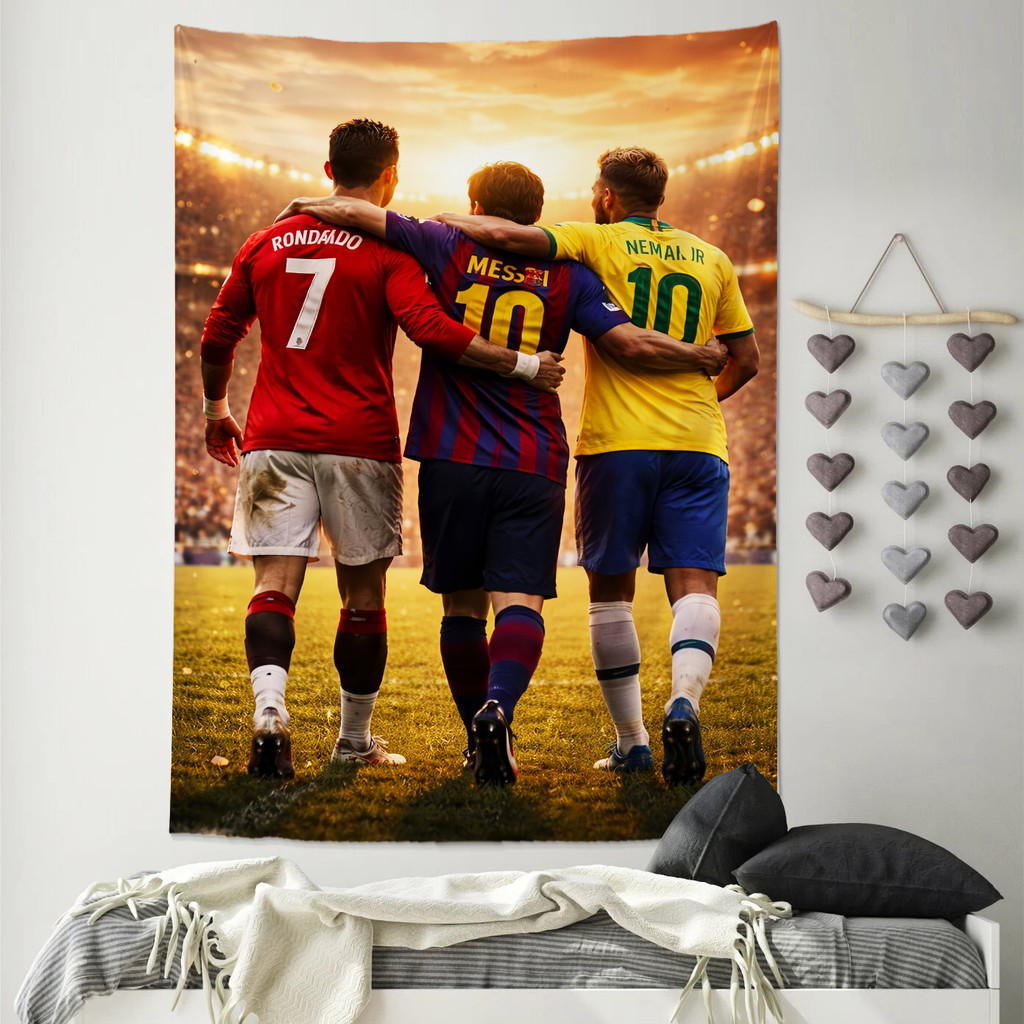 2026 World Cup Theme Background Cloth ดาราฟุตบอล ดาว เหมาะสำหรับงานวันเกิดฟุตบอล การตกแต่งการแข่งขัน ธงแขวนบนผนัง ,[HD]