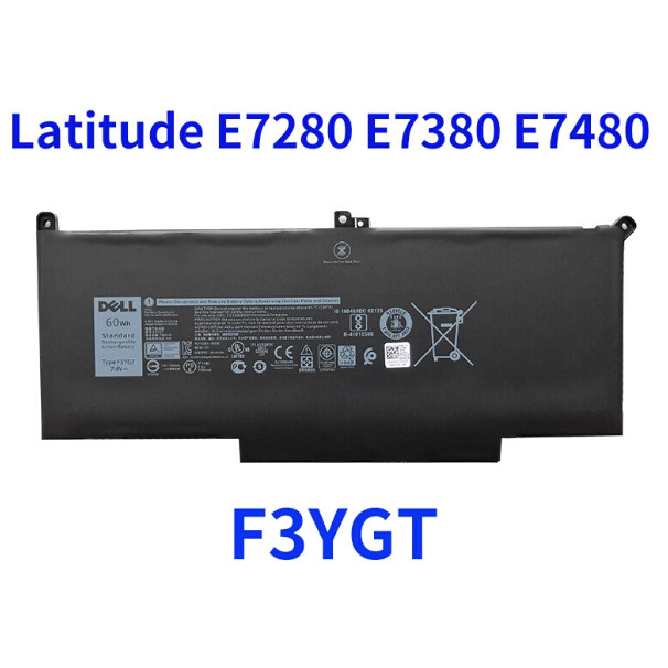 Dell Latitude 7290 7380 7390 E7280 E7480 E7490 4-cell 60wh F3YGT battery