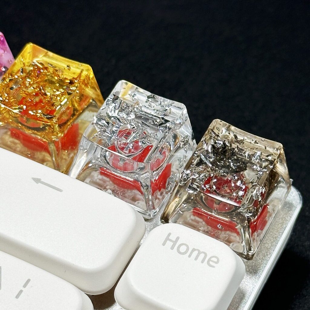 keycap keycap ไทย ข้ามพรมแดนบุคลิกภาพเดิมทําด้วยมือเรซิ่นใสคริสตัลใสทองฟอยล์กระดาษแกนข้ามแป้นพิมพ์เค