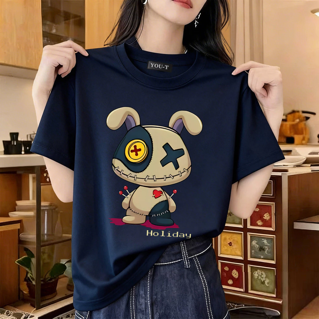 T42.SHOP🌸 สื้อยืด oversize เสื้อแฟชั่น เกาหลี โคตรนุ่ม ผ้าคอตตอน ลาย 'HOLIDAY' สินค้าใหม่ 2026