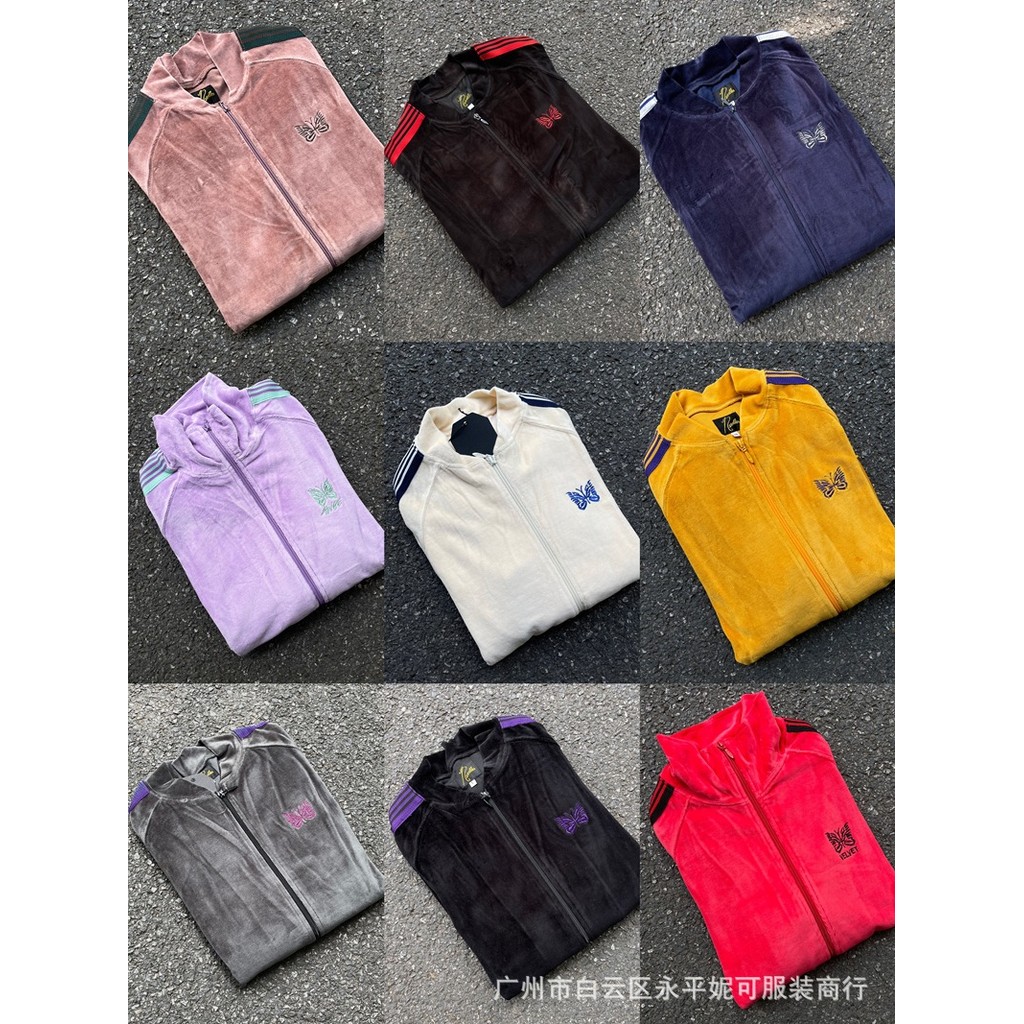 1WKJ Needles Track needlestrack Butterfly velvet jacket Japanese retro striped webbing casual sports