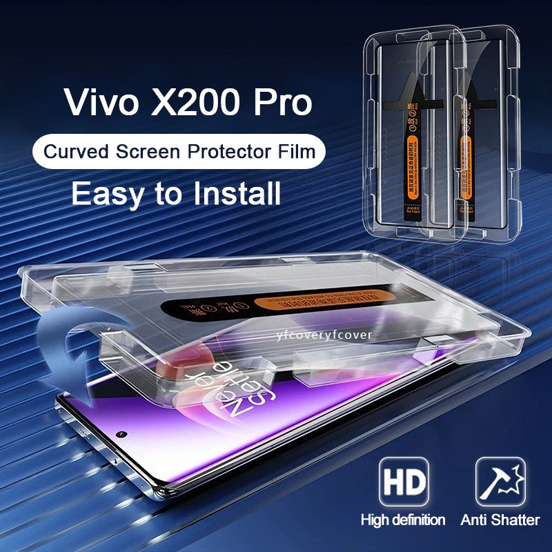 Vivo X200 Pro กระจกนิรภัยโค้งสําหรับ Vivo X200 X100S X100 X90 X90S X80 X70 X60 Pro Plus ฝุ่นติดตั้งฟ