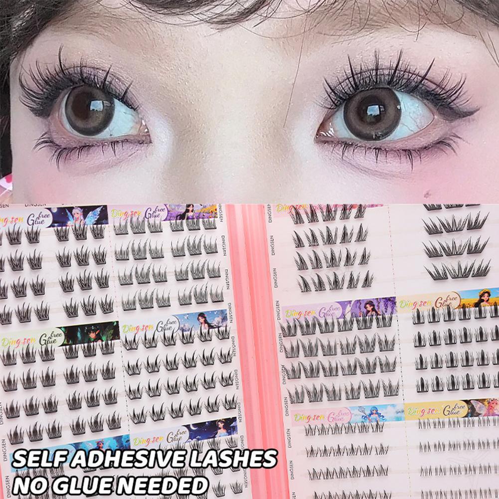 480cluster กาวฟรีขนตาปลอมหนังสือ 30/40d Reusable Eyelash Book ธรรมชาติ Curled Self T9r6