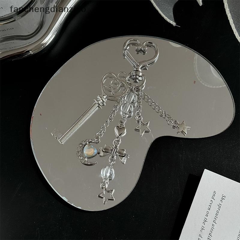 Fanchengdianzico Y2k Blue Love Moon Key Chain Ins สไตล์โทรศัพท์จี้หูฟัง Charm กระเป๋าตกแต่งรถแหวน AA