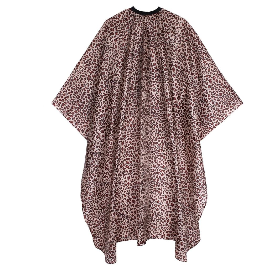 กันน้ําLeopardHairCuttingCape-64"x56"SalonCapewithAdjustableNecklineforProfessionalStylistsandHomeUs