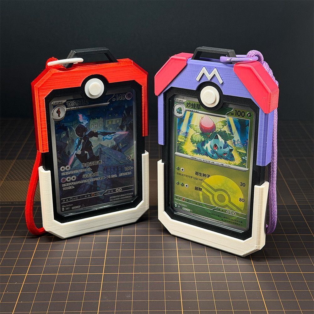Pokemon PTCG การ์ดอิฐกรณี Pokeball สไตล์ Hard ป้องกัน Lanyard สําหรับ Trading Card Storage Display ของขวัญ
