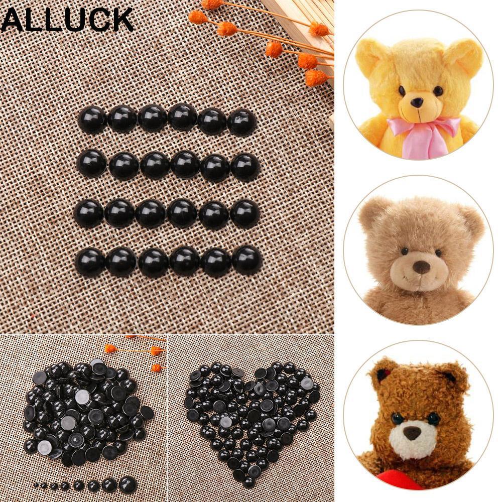 ALLUCK 100 ชิ้น ตาสีดำ และจมูกสามเหลี่ยม สําหรับทําของเล่นตุ๊กตาหมี ความปลอดภัยชิ้นส่วน DIY