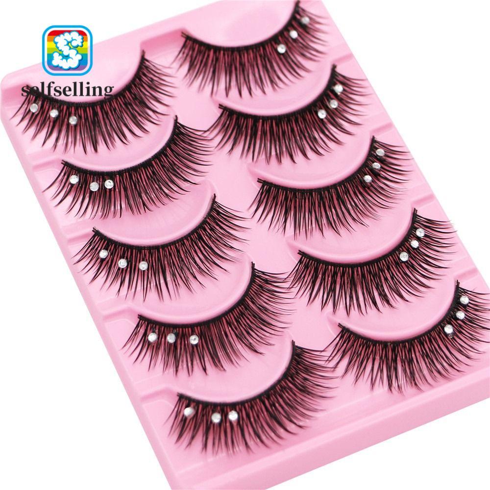 SELFS Diamond Manga Lashes Handmade Fuffy Lashes Glitter Dramatic Volume หนา Long Eye Lashes