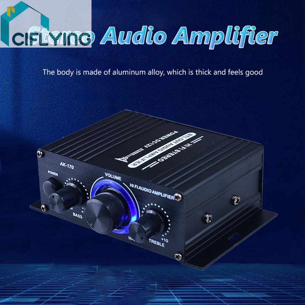 AK-170 Mini HiFi Audio Amplifier 200W + 200W 2-CH Power Amp พร้อมอินพุต RCA [Ciflying.th]