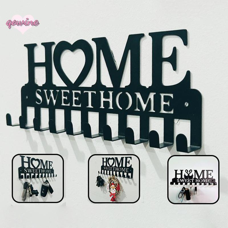 [qowine] 1PC ติดผนัง Sweet Home ตกแต่ง Key Holder, Key Wall Hook, Creative Key Holder สําหรับประตูด้