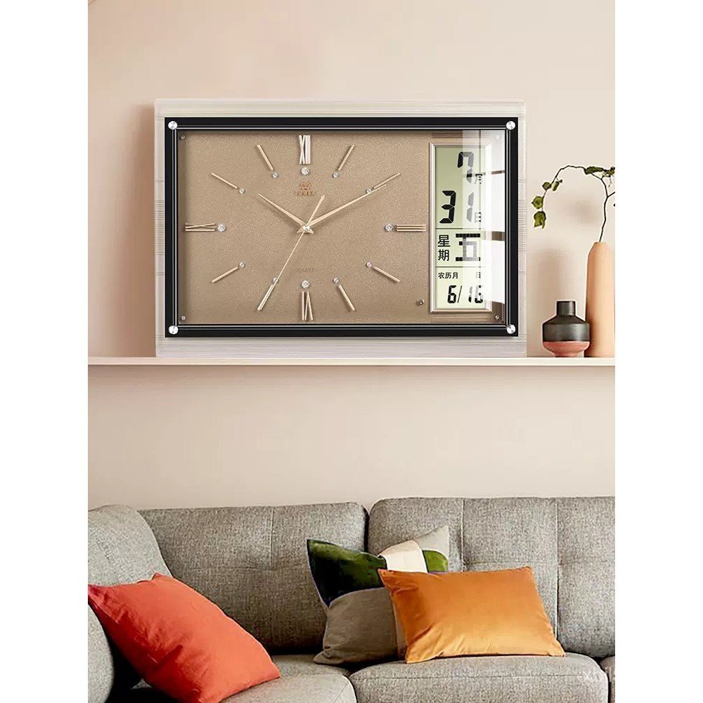 แขวนผนังขนาดใหญ่อุณหภูมินเรศวรตอนนี้ A5L ห้องนั่งเล่นที่เรียบง่ายนาฬิกาแขวนในครัวเรือนพร้อมปฏิทินนาฬ