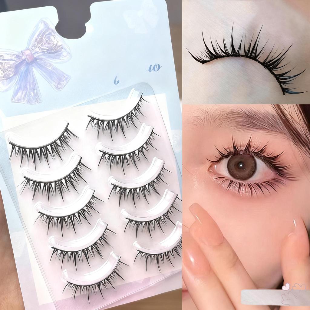 AEBBK 5 คู่ ขนตาปลอมลายการ์ตูน Airy 5 คู่ - ก้านสีดําหนาครบชุด Upper Lashes