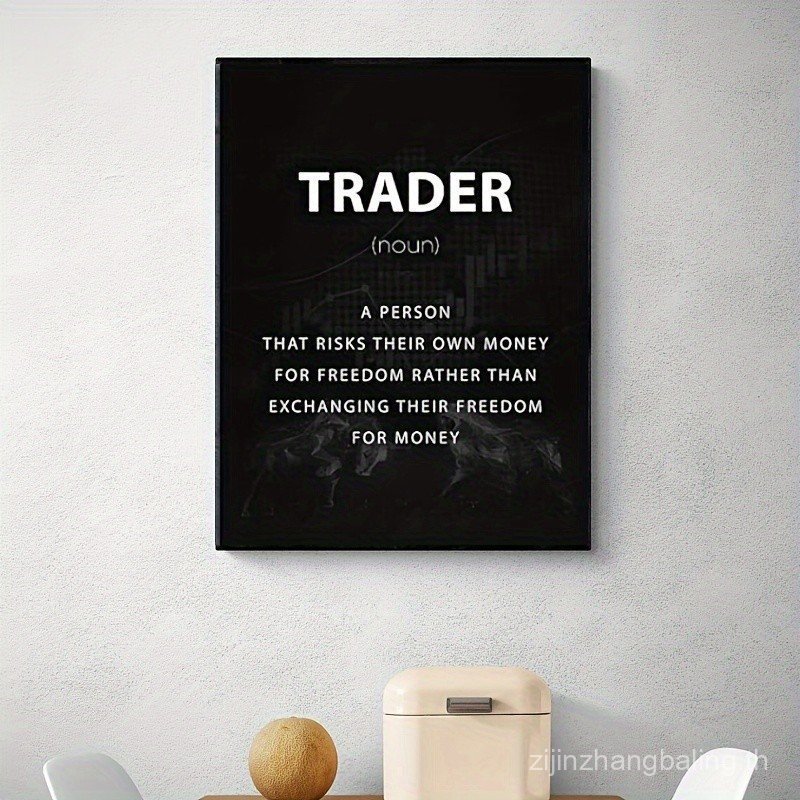 1 PC Trader Noun Definition ผ้าใบสร้างแรงบันดาลใจพิมพ์ Wall Art เงิน Forex Trade Stock Market Sign T