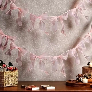 12PCS Bowknot แบนเนอร์แขวนจี้ Garlands สําหรับสาวเจ้าหญิงวันเกิด Party Decor งานแต่งงานภาพพื้นหลังตกแต่ง